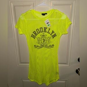 Love Neon Yellow Mesh Top